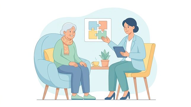 Lewy Body Dementia Treatment: Personalized cognitive therapy session in supportive healthcare
