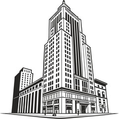 Fototapeta premium Urban City Skyline with Modern Buildings and Skyscrapers Silhouette Vector Illustration
