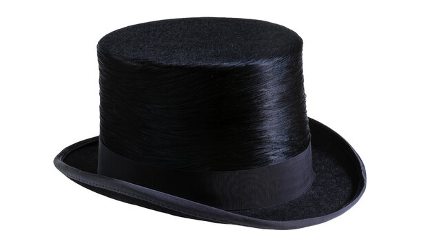 Black formal top hat with satin band