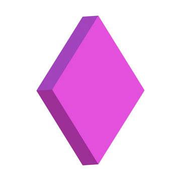 Bright purple rhombus decorative element isolated on transparent background 3D illustration