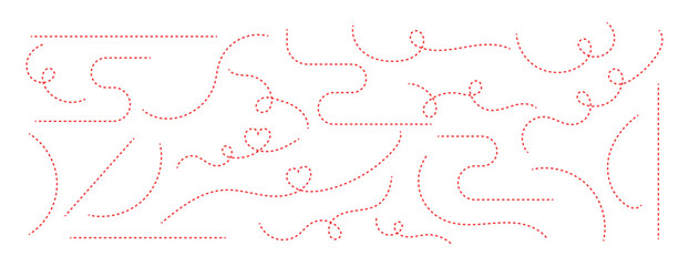 Hand drawn curve dotted line, Spiral dotted line hand drawn, Dotted lines path. Hand drawn curve dotted line arrow set. Hand drawn curve dotted line. Curly dotted line. Dotted spiral curve line. © Jerrymoon
