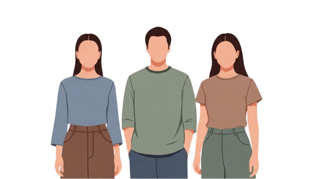 Three people standing together illustration