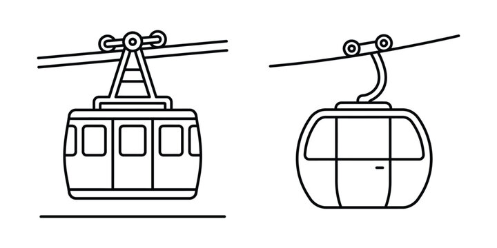 Cable car icon line art vector illustration design