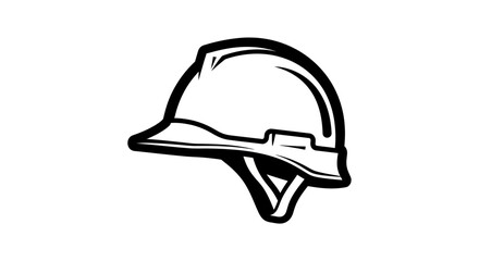 Fototapeta premium Black and white illustration of a hard hat
