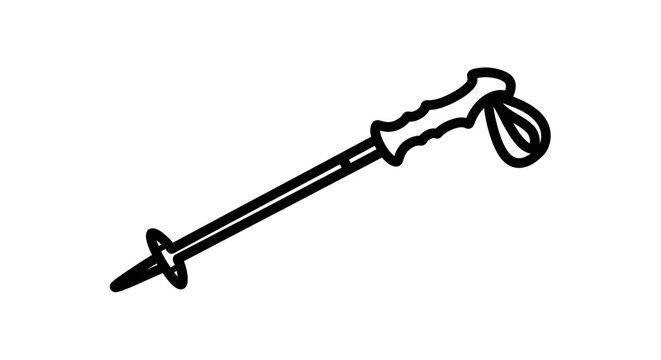 A black line drawing of a dagger with a decorative handle