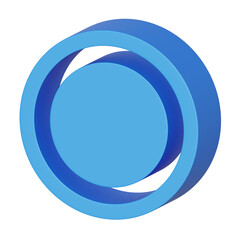 Fototapeta premium Blue concentric ring symbol 3D illustration isolated on transparent background