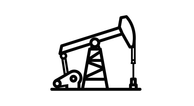 A black line drawing of an oil pump jack