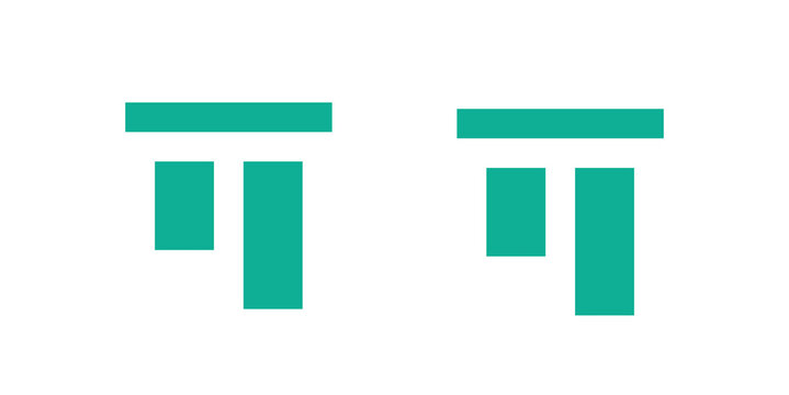 Green align top icon set for ui layout and interface design.