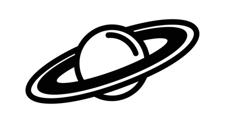 Black and white illustration of a planet with rings © Freelancer