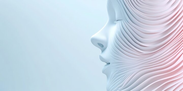 Abstract digital face with swirling textures, representing future digital identity and immersive virtual worlds.