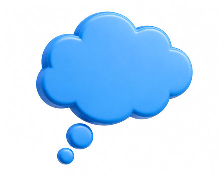 Abstract Blue Cloud Shape with Floating Spheres on White Background