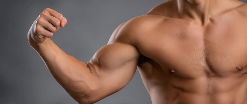 Strong arms showcased in a fitness setting during a workout session at a gym in the morning