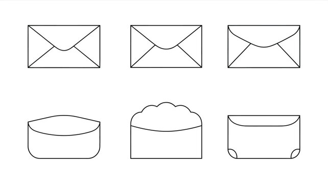 Flat design envelope and mailbox icons set with different styles