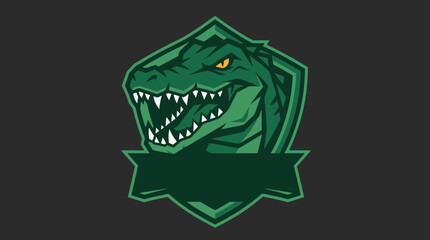 Green dinosaur head logo design. © satu