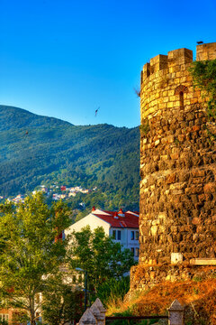 Ancient Fortress Walls of Bursa with Uludag Mountain in the Background, Turkey