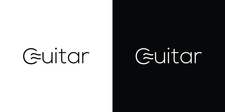 Simple and unique typography guitar logo design