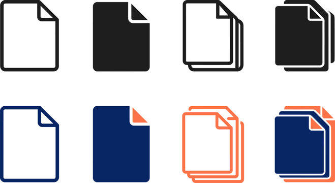 Set of various document icons in different colors and styles