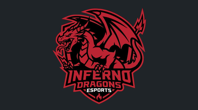 Red dragon esports team logo.