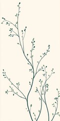 Obraz premium Botanical Elegance and Smooth Lines A Seamless Repeating Tile of Minimalist Soft Green Branches