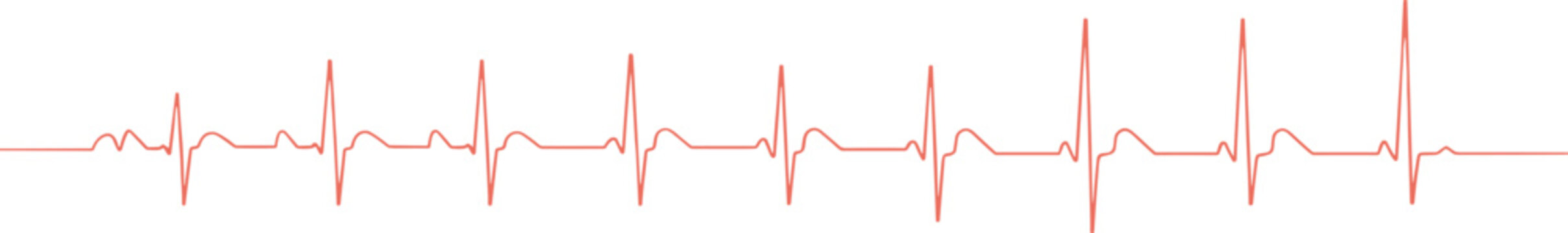 Red heartbeat line electrocardiogram, medical ecg pulse wave background, health clinic cardiogram flat illustration