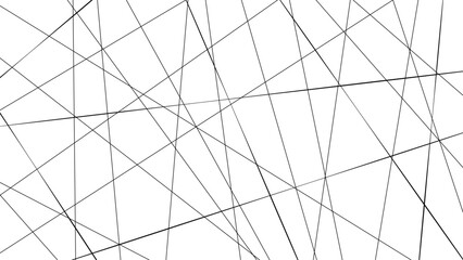 Obraz premium Abstract Chaotic Geometric Line Network Background with Copy Space, Random Intersecting Black Lines and Modern Minimal Design