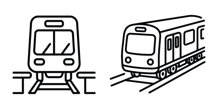 Subway train icon line art vector illustration design