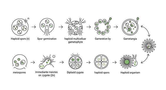 Biological life cycle diagram showing haploid and diploid stages