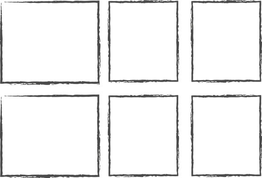 Set of Simple Hand Drawn Sketchy Rectangular Border Frames