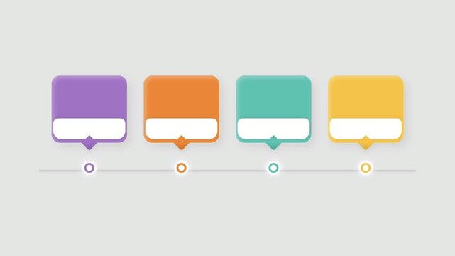 Animated Infographic Timeline Progress with Colored Blocks and Markers