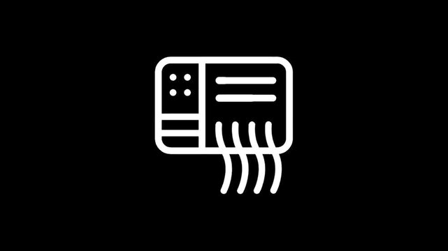 Simple white line icon of an air conditioner unit blowing cool air