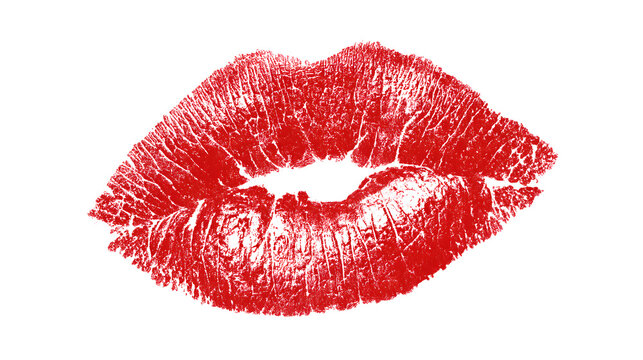 Lipstick kiss with lips print. Vector kiss mark imprint isolated on a white background