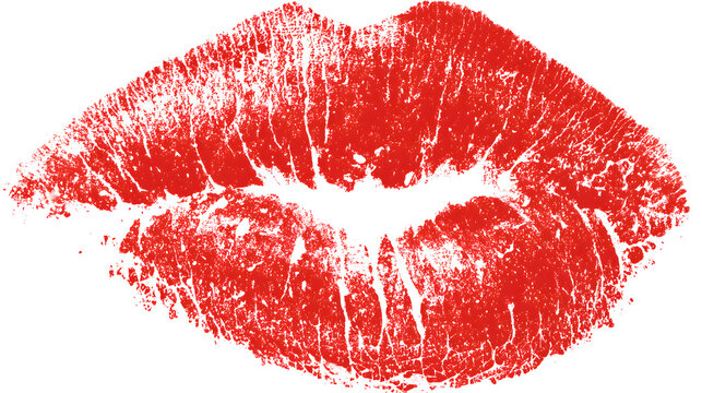 Lipstick kiss with lips print. Vector kiss mark imprint isolated on a white background
