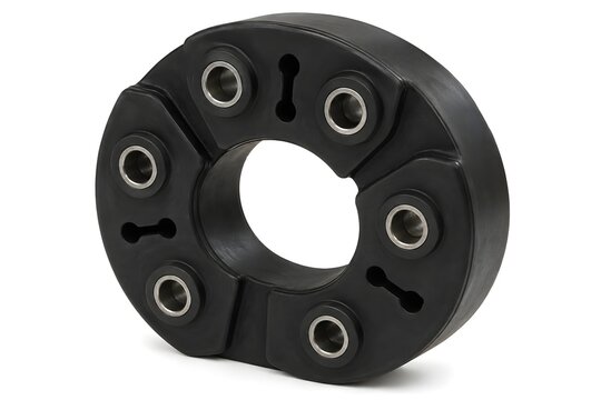 Industrial Black Vulcanized Rubber Coupling Element Component For Heavy Machinery Isolated On White Background Part