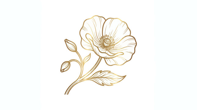 gold flower line art