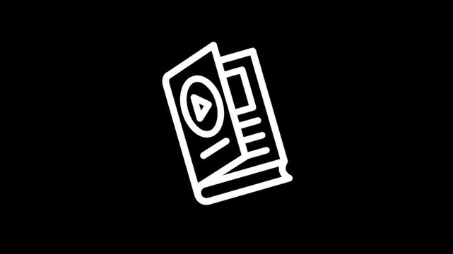Open book icon with play button symbolizing digital content or multimedia learning