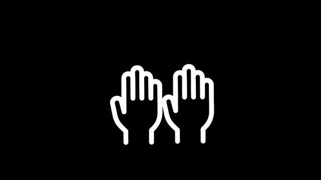 Two white hands raised upwards against a black background, symbolizing hope or prayer