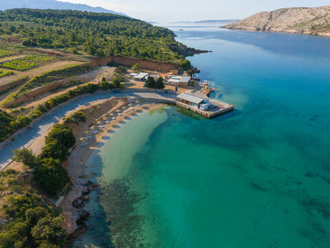 Aerial View of Pudarica Beach on Rab Island, Croatia