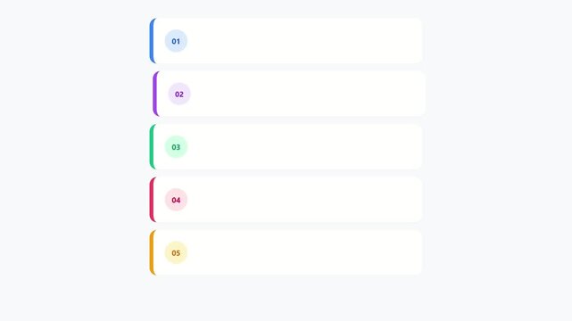 Animated Numbered List Steps with Colorful Bubbles for Presentations