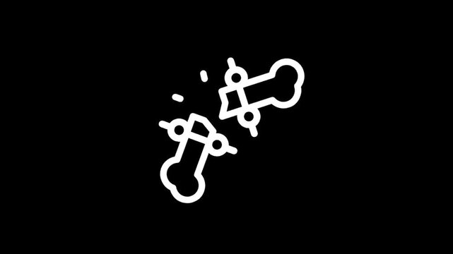Broken bone icon with external fixation device, symbolizing fracture and medical treatment