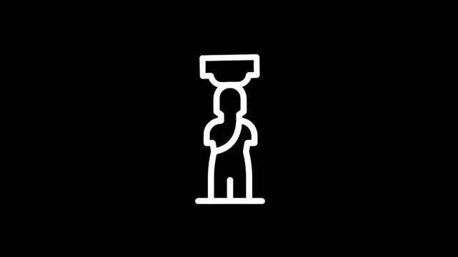 Stylized ancient statue icon carrying a burden on its head, minimalist design