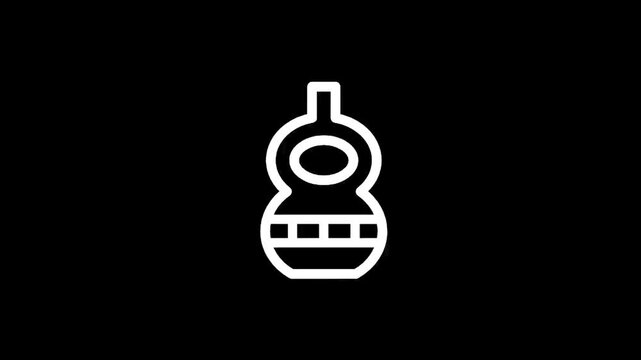 Simple white outline of a traditional Mexican mariachi guitar on a black background