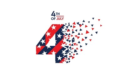 Obraz premium Number four with american flag design patriotic vector illustration on white background