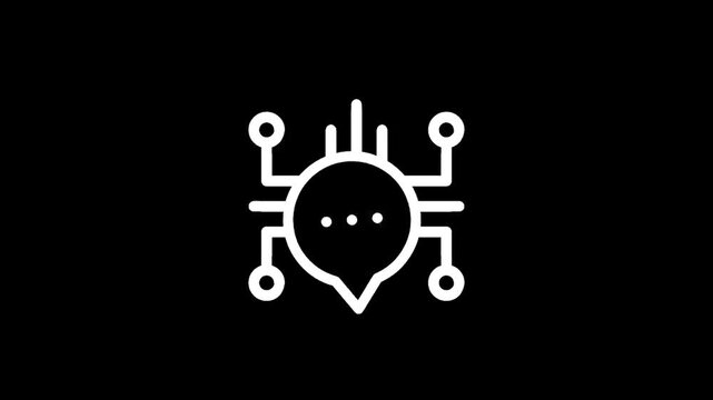 Abstract digital communication icon representing artificial intelligence and network connections