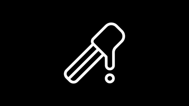 Minimalist white outline of a curling iron with three prongs on a black background