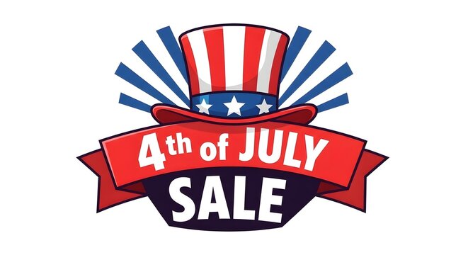 Uncle sam hat with 4th of july sale ribbon patriotic vector illustration