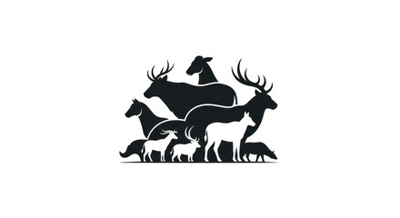 Fototapeta premium Deer family silhouette wildlife animals.