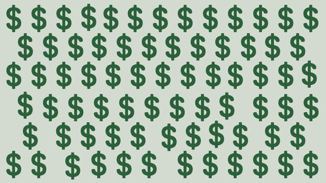Green dollar sign symbol repeating in a grid pattern for design use