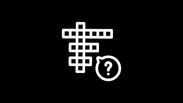 Crossword puzzle with a question mark in a speech bubble, representing a riddle or query