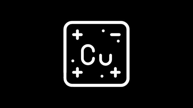 Periodic table element copper symbol Cu with atomic number 29 icon