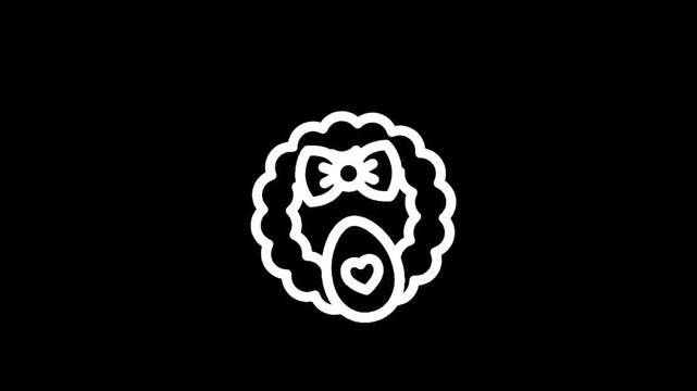 Cute Easter egg with bow and heart icon on black background